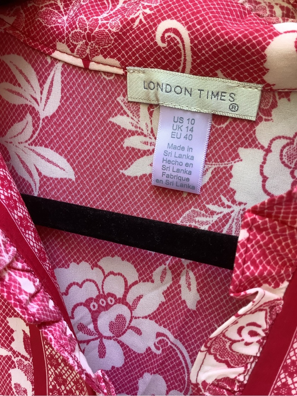 NWT London Times Red Floral Tiered Ruffle Maxi Dress Split Neck 10 - Picture 4 of 6